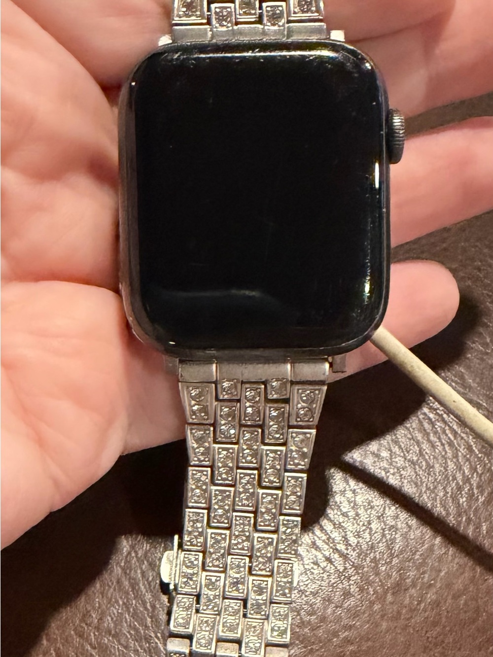 Silver Smartwatch with Decorative Crystal Link Bracelet